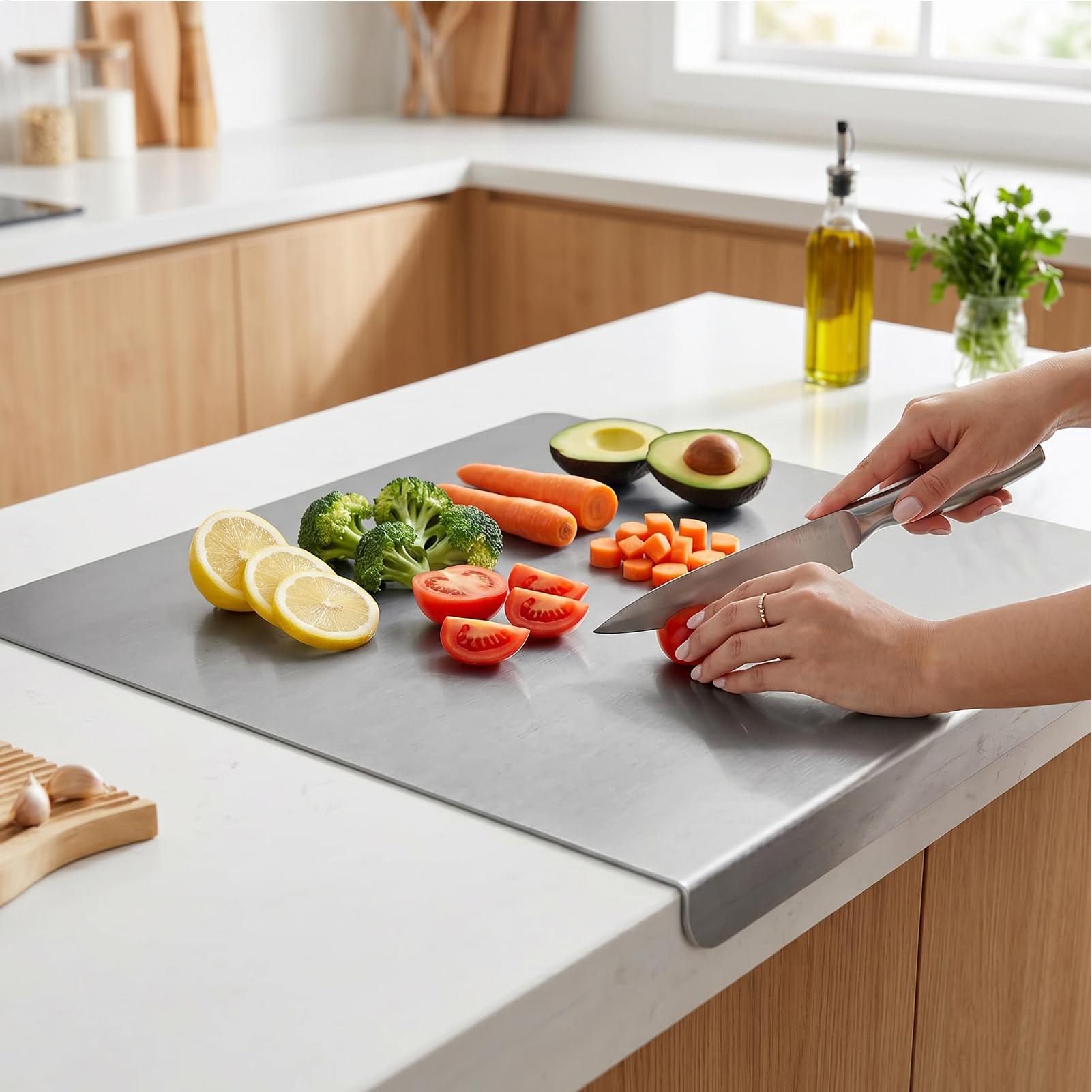 Meal Prep Cutting - Tábua de Corte de Aço Inoxidável
