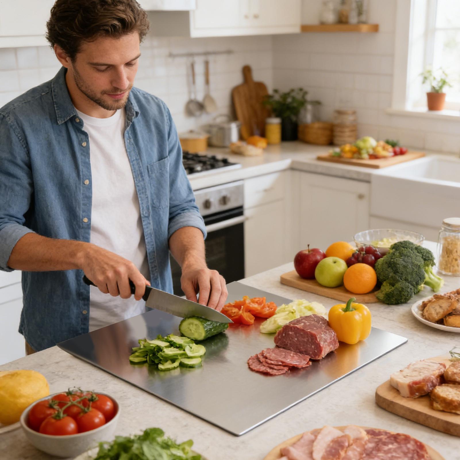 Tábua de Corte de Aço Inoxidáv - Meal Prep Cutting avaliação e preço