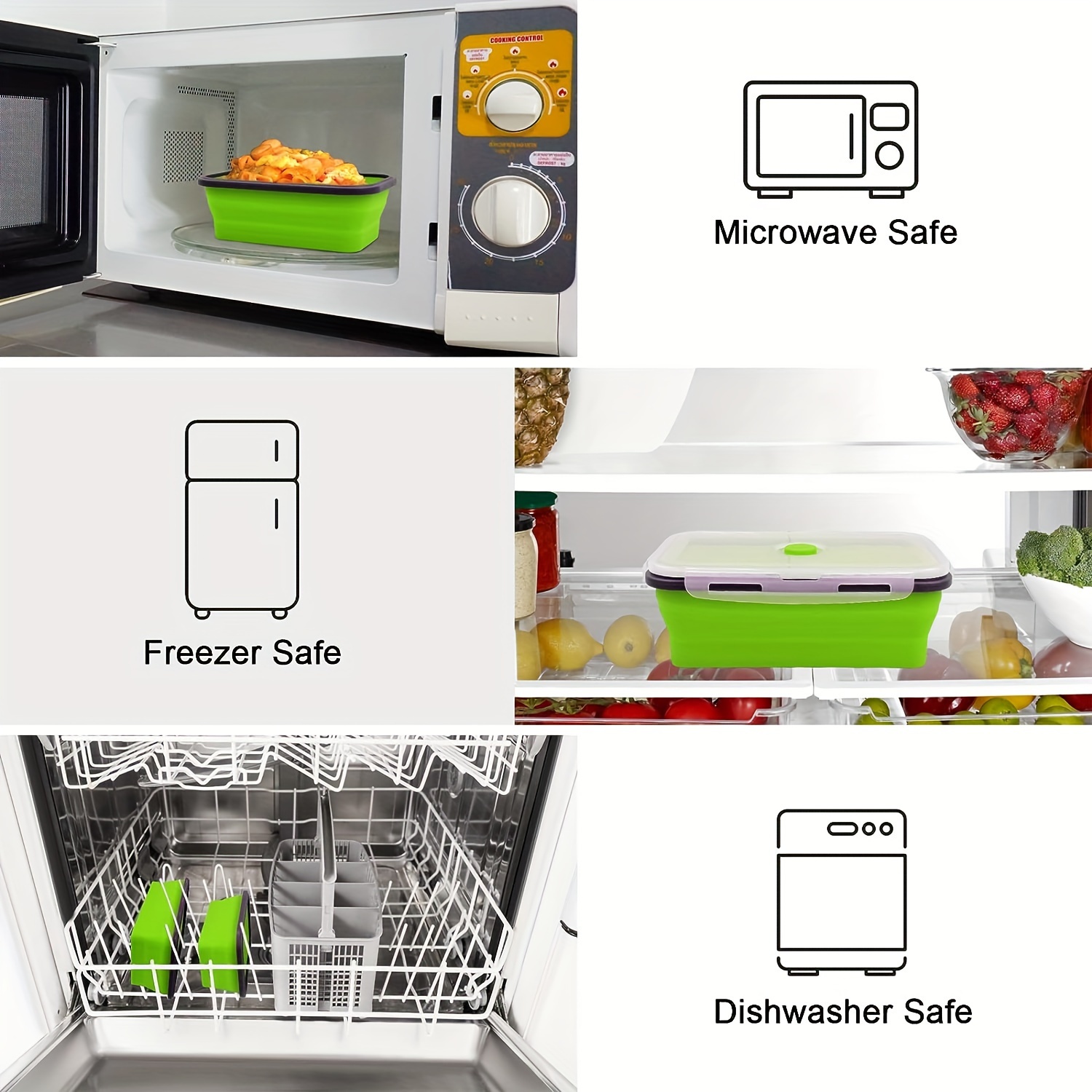 1/4 pçs dobrável silicone lanc - Meal Prep Microwave avaliação e preço