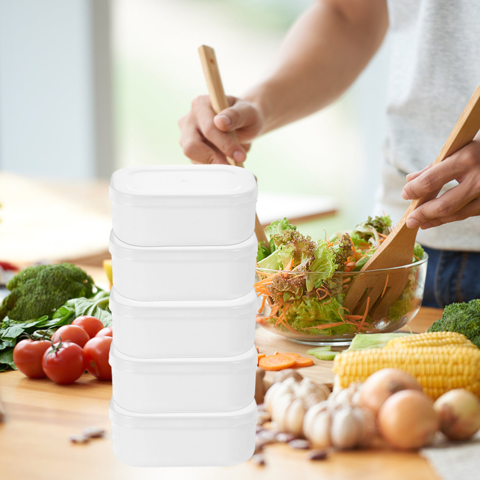 Conjunto de 5 Caixas Empilháve - Meal Prep Healthy Lunch avaliação e preço