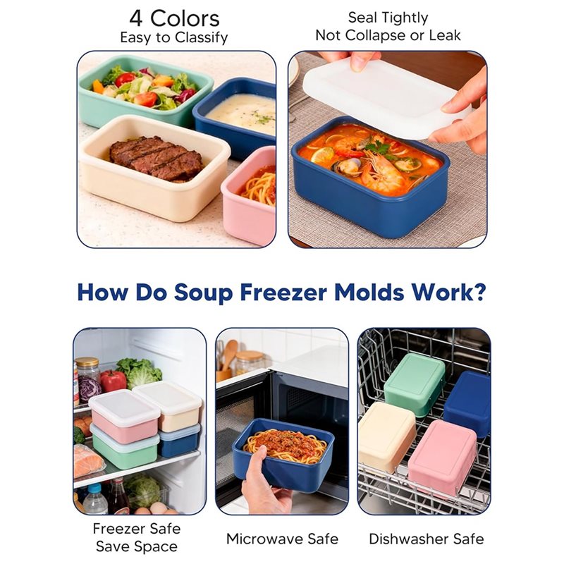 Conjunto de 4 Formas de Silico - Meal Prep Soup avaliação e preço